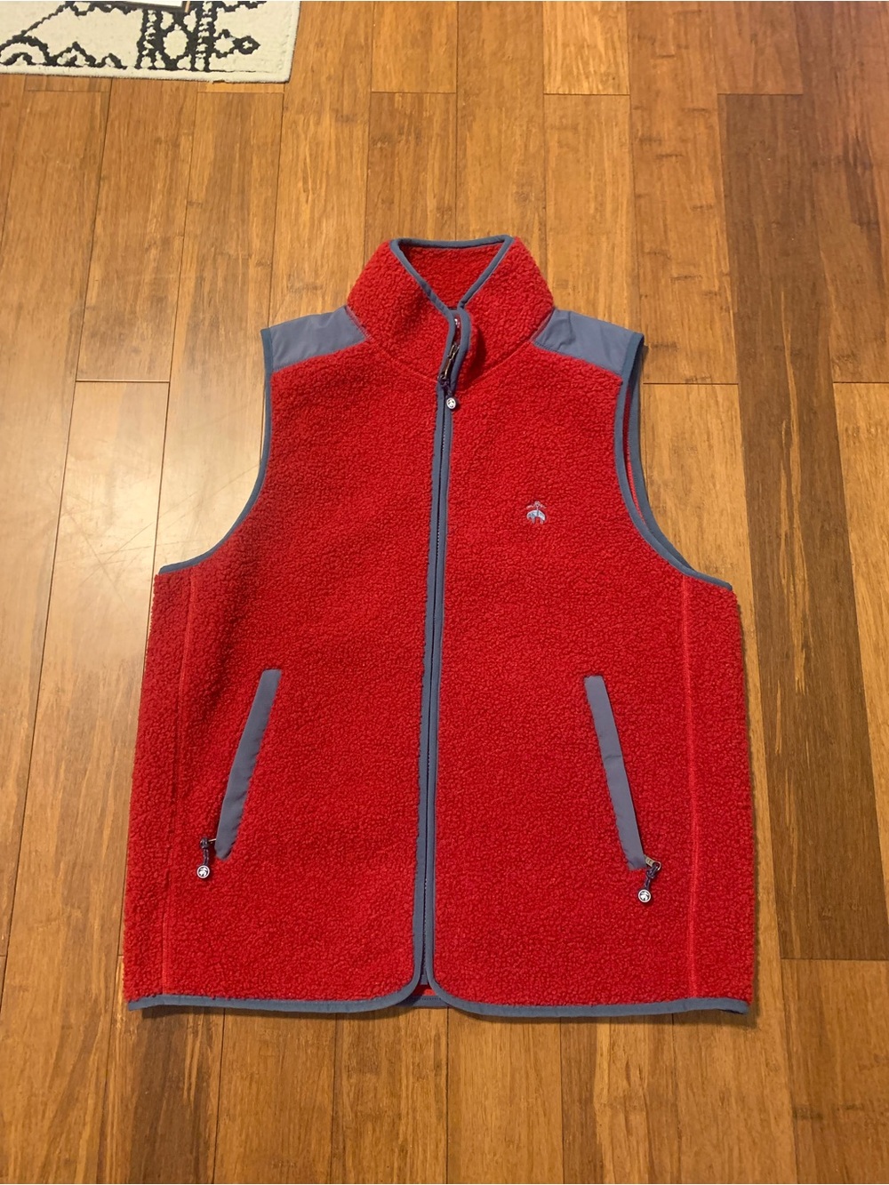 Brooks Brothers Red Sherpa Vest with Gray Trim
